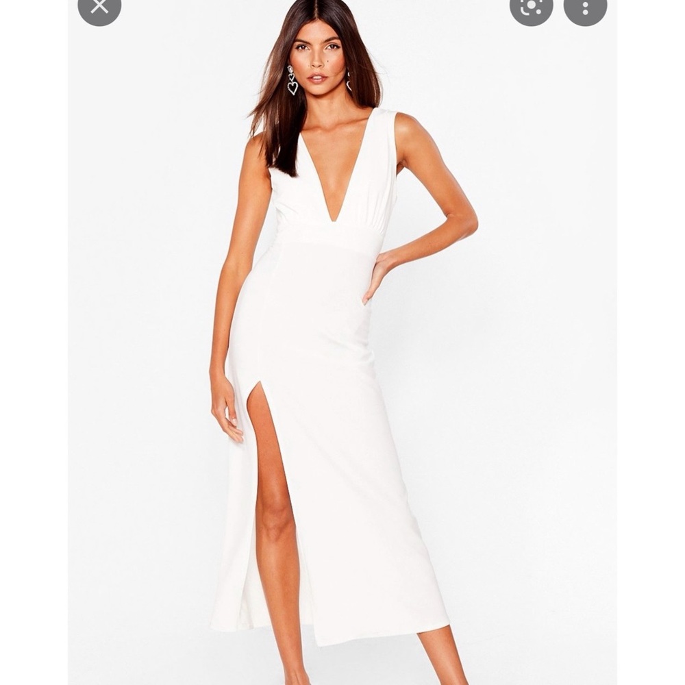 Nasty gal Deep V slit midi dress